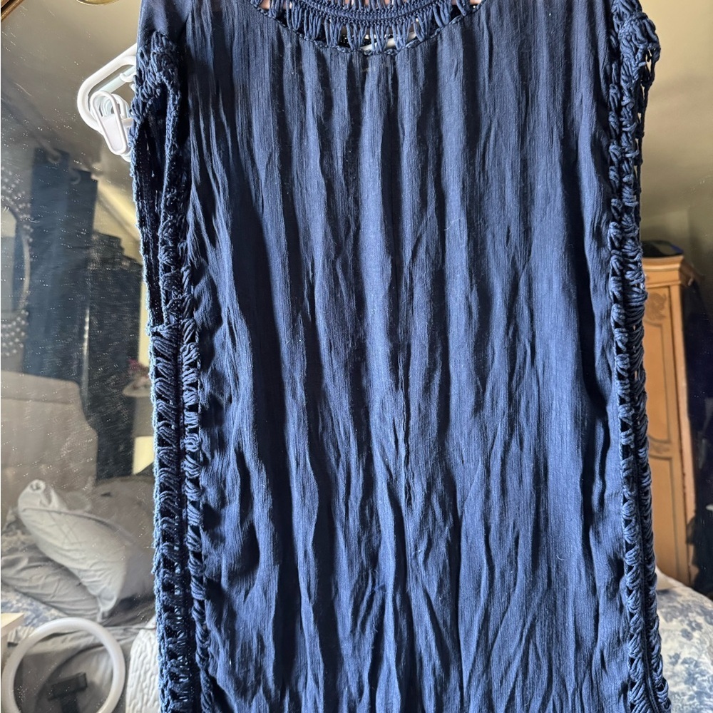 Navy Blue Crochet Trim swim cover - Picture 2 of 4